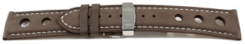 Uhrenarmband Leder Kippfaltschließe Race dunkelbraun 18mm Gold