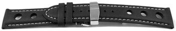 Uhrenarmband Leder Kippfaltschließe Race schwarz 22mm Stahl