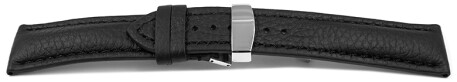 Uhrenarmband Kippfaltschließe Hirschleder schwarz stark gepolstert sehr weich 22mm Gold