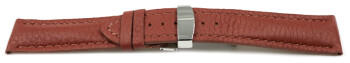 Uhrenarmband Kippfaltschließe Hirschleder braun stark gepolstert sehr weich 20mm Gold