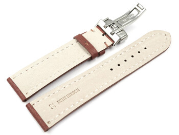 Uhrenarmband Kippfaltschließe Hirschleder braun stark gepolstert sehr weich 20mm Gold