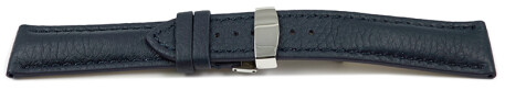 Uhrenarmband Kippfaltschließe Hirschleder dunkelblau stark gepolstert sehr weich 22mm Stahl