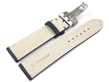 Uhrenarmband Kippfaltschließe Hirschleder dunkelblau stark gepolstert sehr weich 22mm Stahl