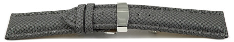 Uhrenarmband Kippfaltschließe HighTech Textiloptik hellgrau 18mm Stahl