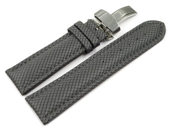 Uhrenarmband Kippfaltschließe HighTech Textiloptik hellgrau 22mm Stahl
