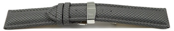 Uhrenarmband Kippfaltschließe HighTech Textiloptik hellgrau 24mm Stahl