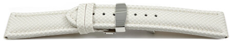 Uhrenarmband Kippfaltschließe HighTech Textiloptik weiß 20mm Gold