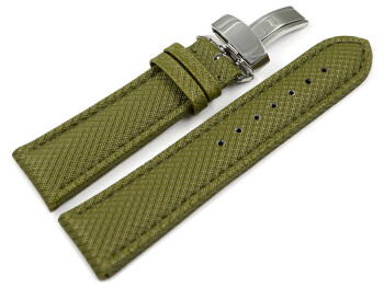 Uhrenarmband Kippfaltschließe HighTech Textiloptik grün 24mm Stahl