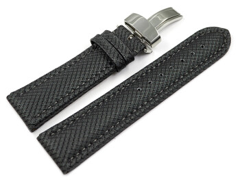 Uhrenarmband Kippfaltschließe HighTech Textiloptik dunkelgrau 20mm Stahl