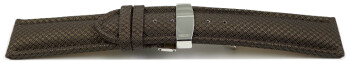 Uhrenarmband Kippfaltschließe HighTech Textiloptik braun 18mm Stahl