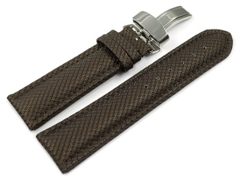 Uhrenarmband Kippfaltschließe HighTech Textiloptik braun 18mm Stahl