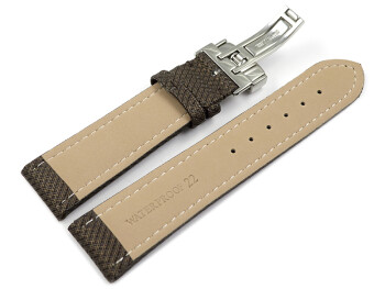 Uhrenarmband Kippfaltschließe HighTech Textiloptik braun 18mm Stahl