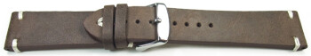 Schnellwechsel Uhrenarmband Rindleder Rustikal Soft Vintage dunkelbraun 22mm Schwarz