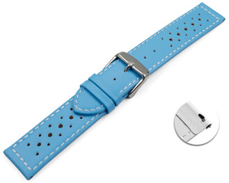 Schnellwechsel Uhrenarmband Leder Style hellblau 22mm Schwarz