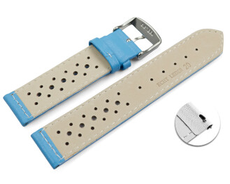 Schnellwechsel Uhrenarmband Leder Style hellblau 22mm Schwarz
