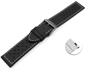 Schnellwechsel Uhrenarmband Leder Style schwarz 18mm Schwarz