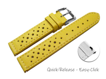Schnellwechsel Uhrenarmband Leder Style gelb 22mm Schwarz