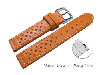 Schnellwechsel Uhrenarmband Leder Style orange 18mm Schwarz