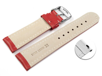 Schnellwechsel Uhrenarmband echt Leder glatt rot 22mm Schwarz