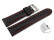 Schnellwechsel Uhrenarmband Leder stark gepolstert glatt schwarz rote Naht 24mm Schwarz