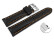 Schnellwechsel Uhrenarmband Leder stark gepolstert glatt schwarz orange Naht 20mm Schwarz