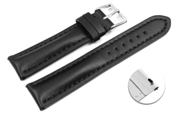 Schnellwechsel Uhrenarmband Leder stark gepolstert glatt schwarz TiT 20mm Schwarz