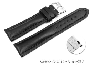 Schnellwechsel Uhrenarmband Leder stark gepolstert glatt schwarz TiT 24mm Schwarz