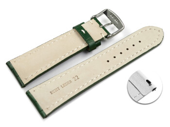 Schnellwechsel Uhrenband Leder stark gepolstert Kroko grün 20mm Schwarz