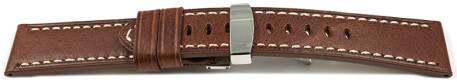 Uhrenarmband Leder Kippaltschließe hellbraun Miami 20mm 22mm 24mm