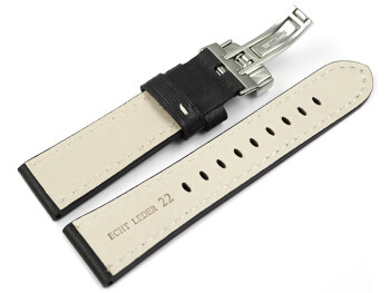 Uhrenarmband Leder Kippfaltschließe schwarz Miami 20mm Stahl