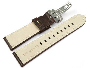 Uhrenarmband Leder Kippfaltschließe dunkelbraun Miami 24mm Gold