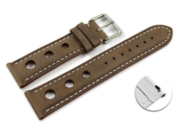 Schnellwechsel Uhrenarmband echt Leder Race dunkelbraun 20mm Schwarz