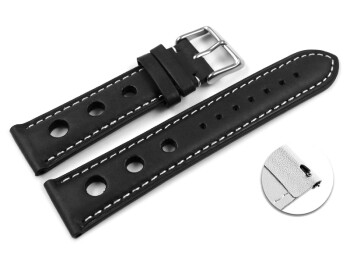 Schnellwechsel Uhrenarmband echt Leder Race schwarz 22mm Schwarz