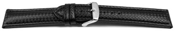 Schnellwechsel Uhrenarmband - Leder - Carbon Prägung - schwarz TiT 20mm Schwarz
