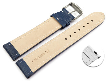Schnellwechsel Uhrenband echtes Leder gepolstert genarbt blau Schwarz 18mm