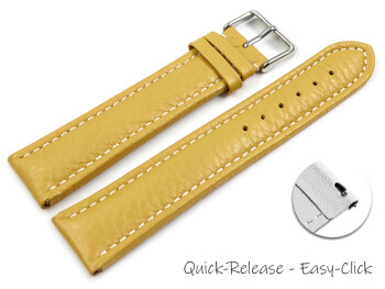 Schnellwechsel Uhrenband echtes Leder gepolstert genarbt gelb 18mm Schwarz