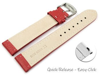 Schnellwechsel Uhrenband echtes Leder gepolstert genarbt rot 22mm Schwarz