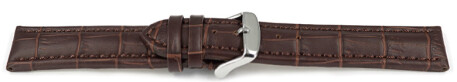 Schnellwechsel Uhrenarmband gepolstert Kroko Prägung Leder dunkelbraun TiT 22mm Schwarz