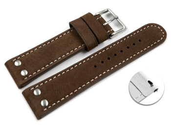 Schnellwechsel Uhrenarmband Wasserbüffel Leder braun 24mm Schwarz