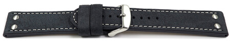 Schnellwechsel Uhrenarmband Wasserbüffel Leder blau  20mm Schwarz