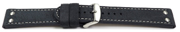 Schnellwechsel Uhrenarmband Wasserbüffel Leder blau  20mm Schwarz