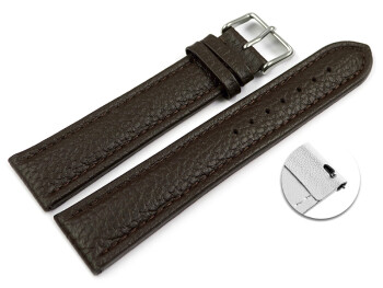 XL Schnellwechsel Uhrenband Leder gepolstert genarbt dunkelbraun TiT 18mm Schwarz
