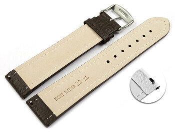 XL Schnellwechsel Uhrenband Leder gepolstert genarbt dunkelbraun TiT 24mm Schwarz