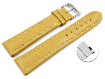 XL Schnellwechsel Uhrenband echtes Leder gepolstert genarbt gelb 24mm Schwarz