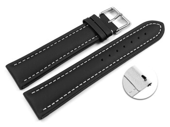 XL Schnellwechsel Uhrenarmband Leder Glatt schwarz 26mm Schwarz