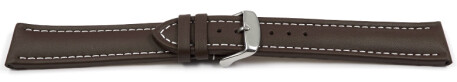 XL Schnellwechsel Uhrenarmband Leder Glatt dunkelbraun 22mm Schwarz