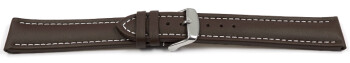 XL Schnellwechsel Uhrenarmband Leder Glatt dunkelbraun 24mm Schwarz