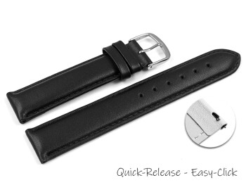 Schnellwechsel Uhrenarmband glattes Leder schwarz 19mm Schwarz