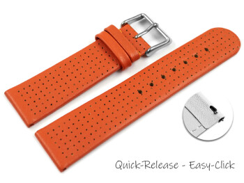 Schnellwechsel Uhrenarmband Glatt mit Lochung - orange 22mm Schwarz