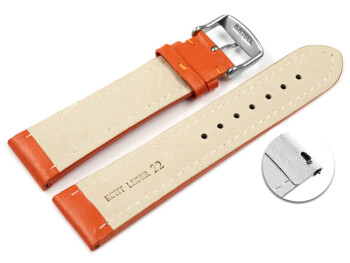 Schnellwechsel Uhrenarmband - echt Leder - glatt - orange 24mm Schwarz